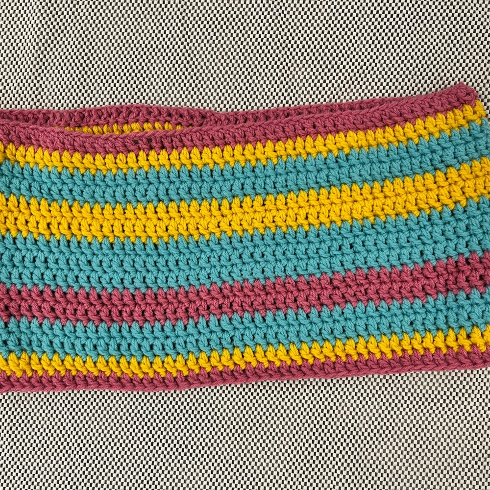 Colorful hand knitted Striped infinity Scarf